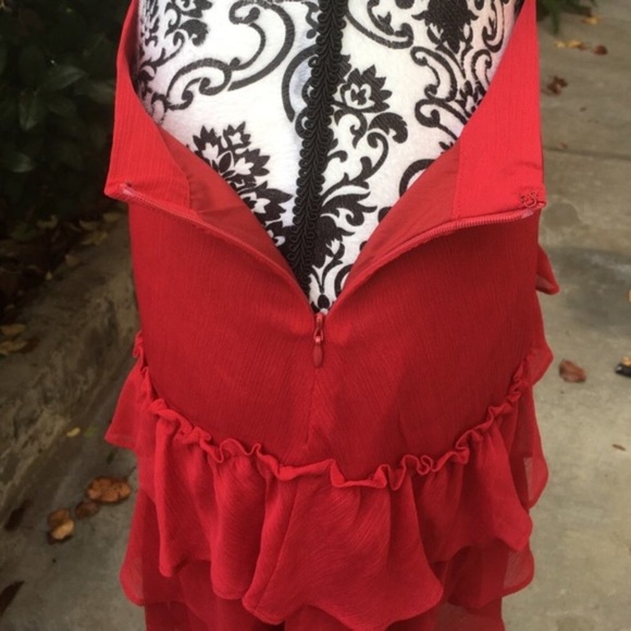 Jacob red ruffle tiered midi skirt - Picture 6 of 6